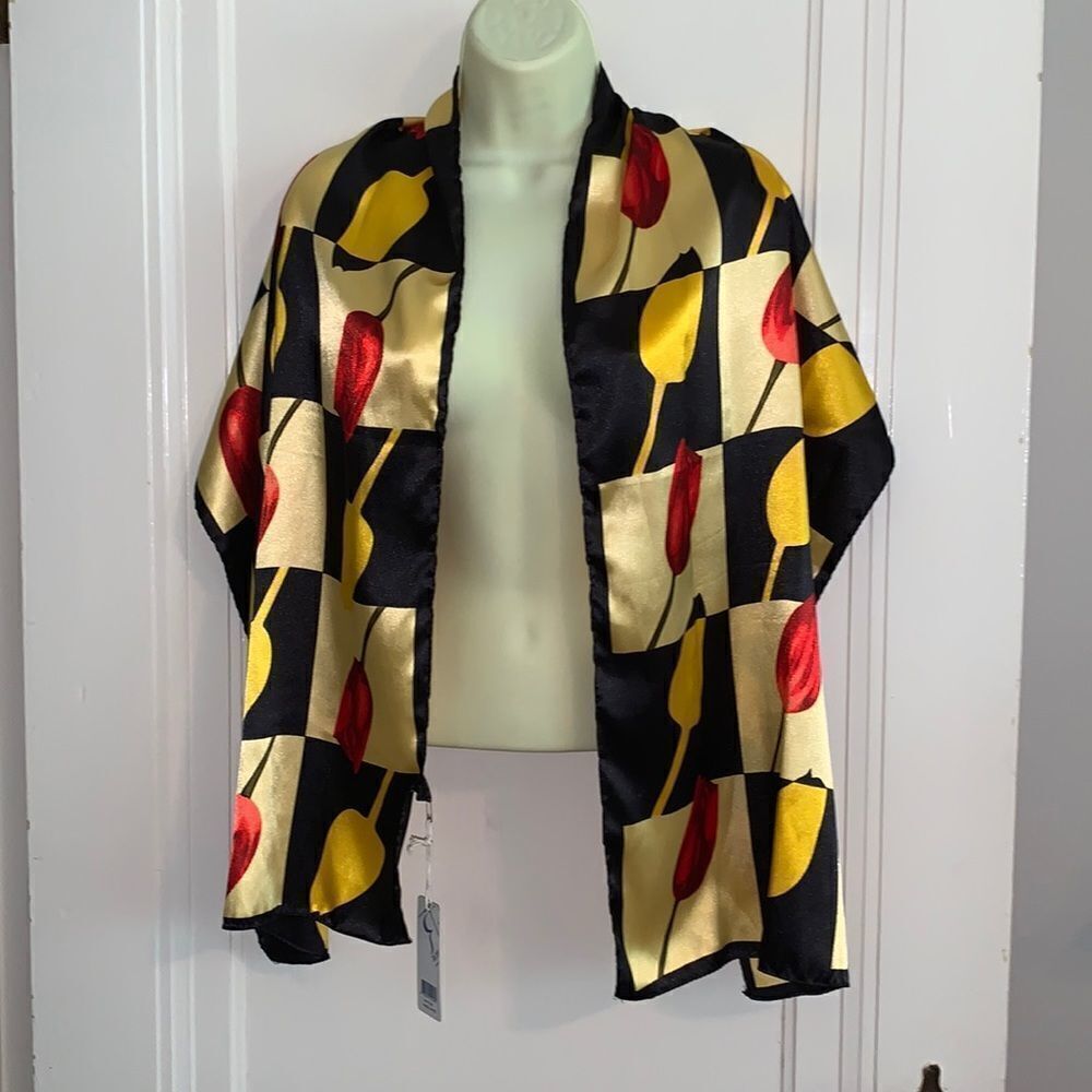 NWT Robin‎ Ruth gold & black tulip scarf